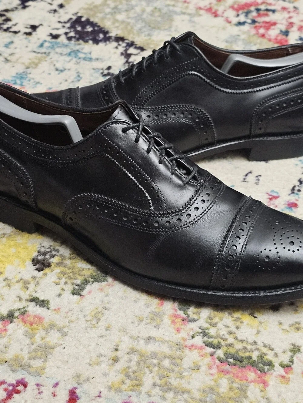 Allen Edmonds Strand Cap Toe Brogue Oxfords Size 10.5 D Black Dress Shoes